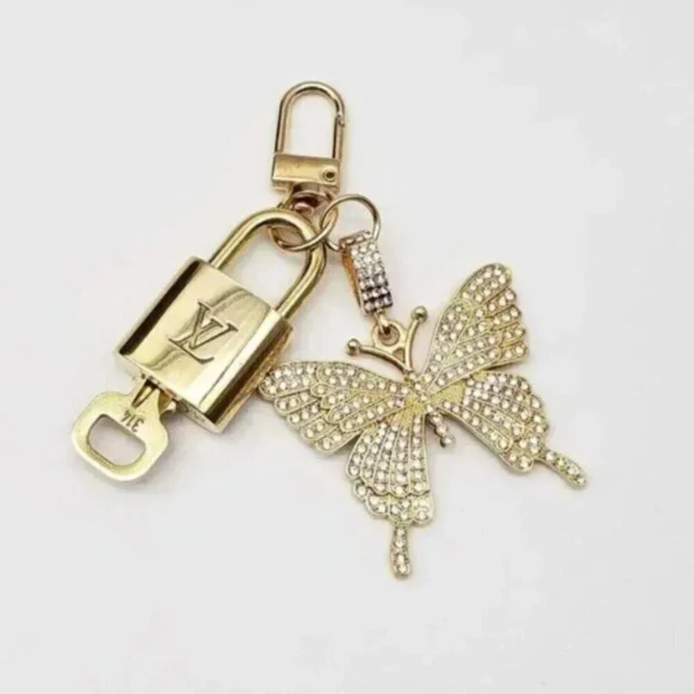 Louis Vuitton Gold Lock 🔒 Authentic LV Key + Unbranded Butterfly Bag Charm